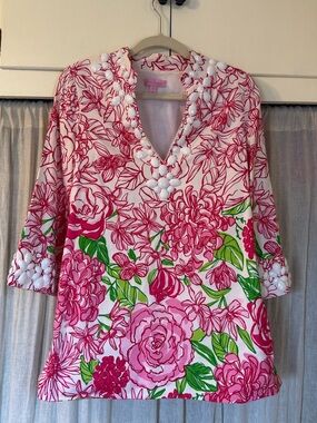 Lilly Pulitzer Newbury cotton-silk blend tunic with beaded accents